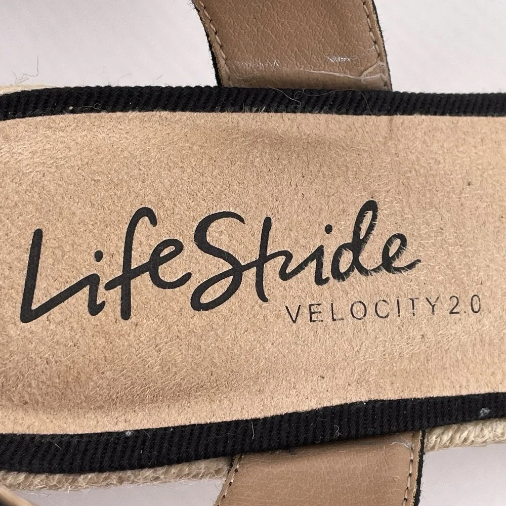 Lifestride Kimmie Espadrille Wedge Black Polkadot Shock‎ Absorption Women 9.5 M